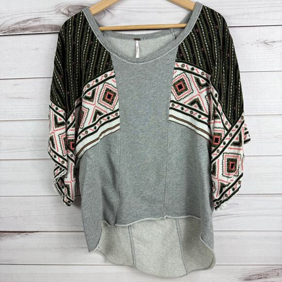 Free People Tops - Free People Oversized Fleece Drop Tail Party‎ Casual Top Shirt Blouse Sz S